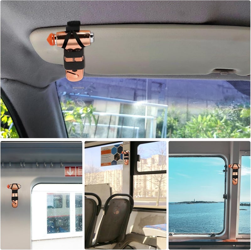 Yiader Store Window Breaker, 3-in-1 Emergency Escape Tool with seat Belt Cutter and Glass Breaker, Safety Emergency Car Escape Tool for Car, Electroplating Pink+Gold - Image 4